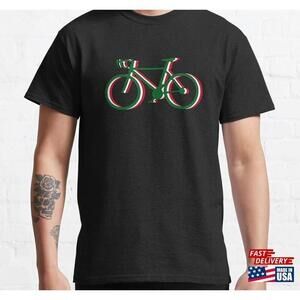 Bicycle And Cycling Silhouette Italian Flag Classic Tshirt